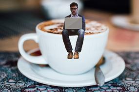 writer on a cup of coffee as a fantasy