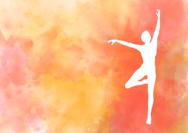 white silhouette of a ballerina on a pink yellow background