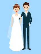 wedding, cartoon bride and groom man