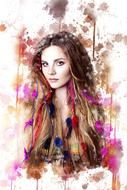 young lovely woman, digital art