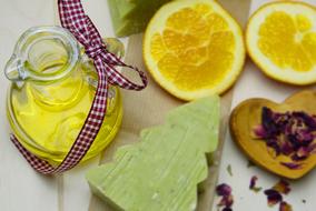 Oil, fruits and handmade Soap