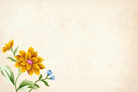 painted yellow flowers in the corner of a greeting card