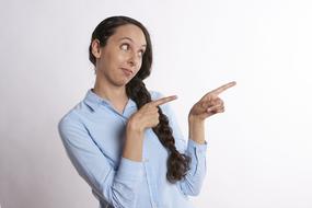 pointing right woman