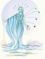 fantasy, beautiful woman rising from water, drawing