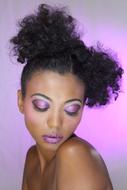 photo of african model with purple make-up