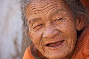 photo portrait of a smiling old woman