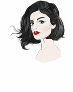 girl with fashion hairstyle, drawing, portrait