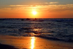 bright setting sun over the body