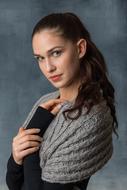 portrait of a woman with grey scarf