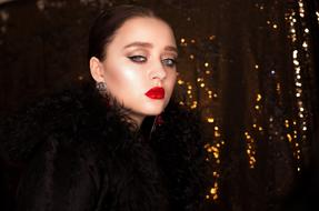 Portrait of sensual Woman in black clothing