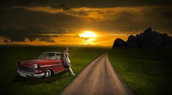 car Girl Landscape