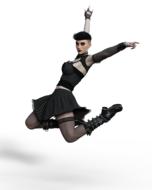 gothic woman jump as a 3d drawing