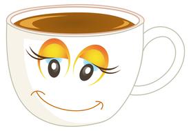 Clipart with the white cup of coffee, with smile