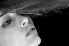 black and white portrait of a young model woman