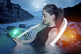 Fantasy girl chair landscape