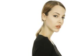 beautiful Young caucasian girl at white background, portrait