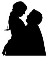 couple in love, man holding woman, silhouette