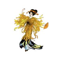 chrysanthemum, beautiful japanese woman, vintage drawing