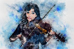 violinist as watercolor painting