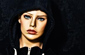 mannequin in a sweatshirt with a black hood