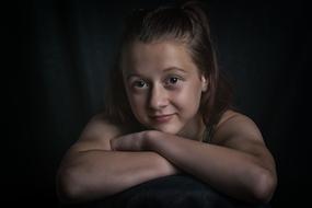 low key Portrait of overweight Young Girl