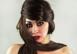 Hair Beauty, young brunette woman, portrait