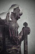 viking woman with sword, fantasy