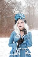 woman in mystical image in winter