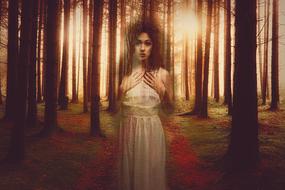 mysterious woman in the forest