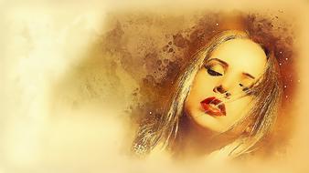 digital portrait of blonde with closed eyes