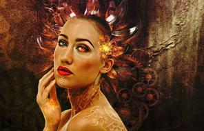 futuristic portrait of a beautiful woman