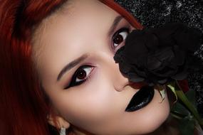 portrait of a woman with black lips