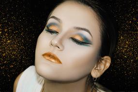 portrait of woman with bright makeup