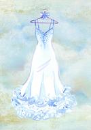 watercolor drawing of wedding dress