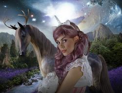 fairy woman with horn in dreamland