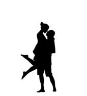 black silhouette of a couple on the white background