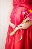 Woman pregnancy red dress