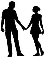 black silhouette of a couple in love