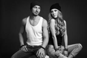 Girl Guy black and white photo