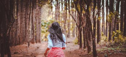Girl run forest