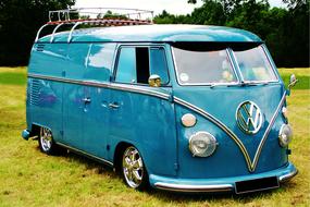 blue Volkswagen van