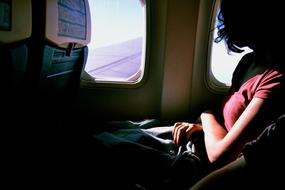 woman in airplane