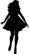 dancing girl in wide short skirt, silhouette