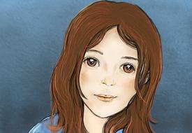 attractive girl with brown eyes, drawing