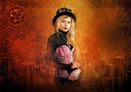 woman in futuristic steampunk style