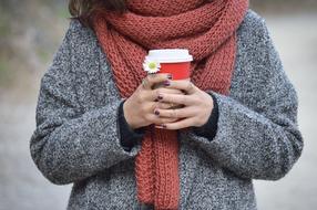 Woman Coffee red scarf