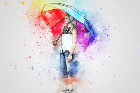 girl umbrella as a abstract drawing