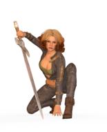 drawn girl warrior with sword