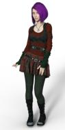 slim girl with purple hair, render