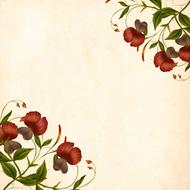 brown flowers decorate vintage paper